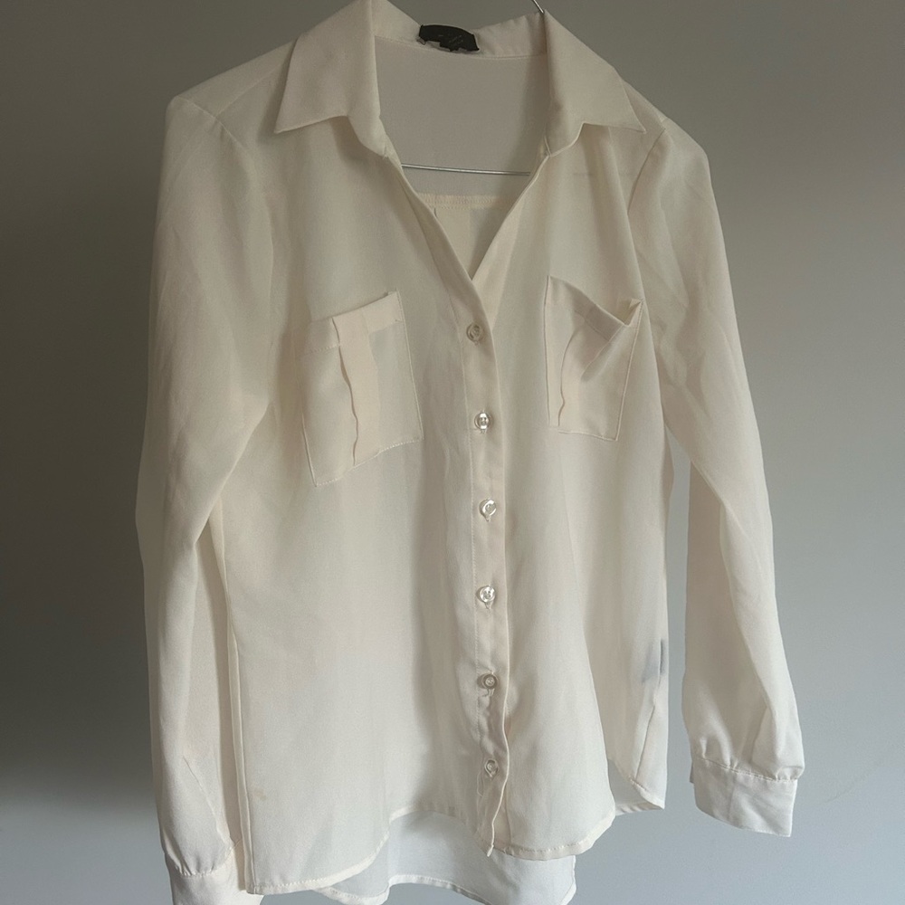 Cream Button-Up Blouse